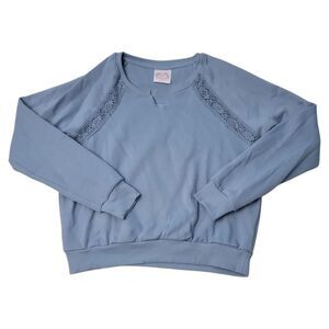 Treasures By Shabby Chic Stylish Fleece V-Neck Sweatshirt - Faded Denim